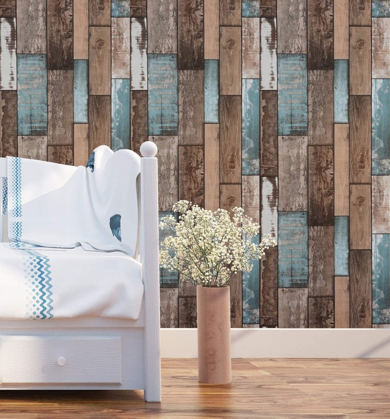 EeeComing 118''x17.7'' Wood Wallpaper Peel and Stick Wood Look Grain Plank Contact Paper Vintage Wall Paper Stick and Peel Self Adhesive Removable Wallpaper Rustic Distressed Faux Vinyl Roll - Image 2